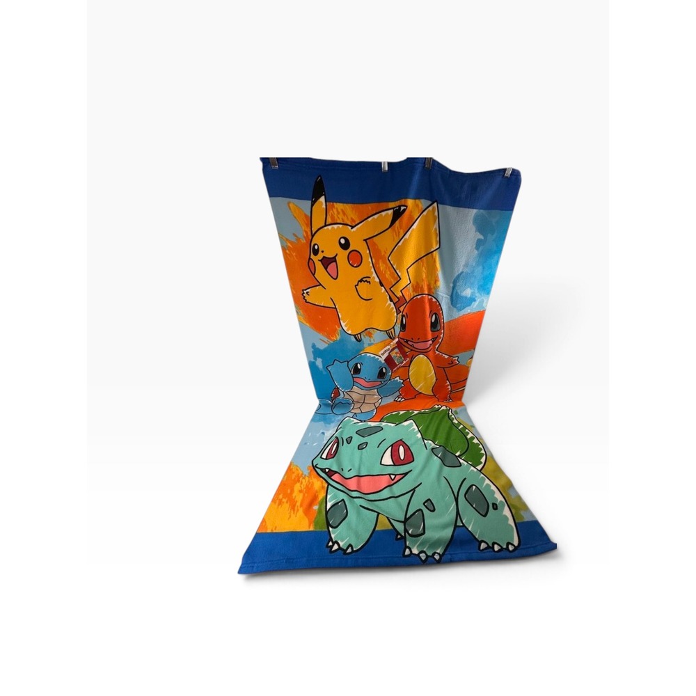Pokemon Beach Towel 30x60 Pikachu Charmander Squirtle Bulbasaur NWT